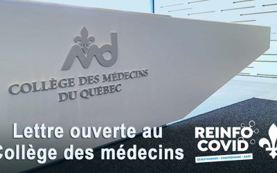 Lettre ouverte au Collège des médecins du Québec et à la Direction générale de la santé publique du Québec